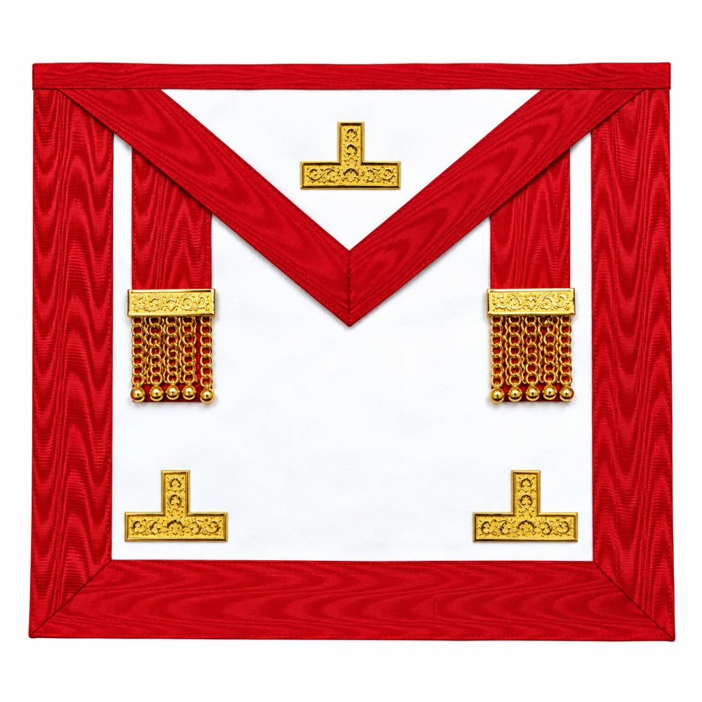 Worshipful Master Scottish Rite Apron - White & Red Moiré