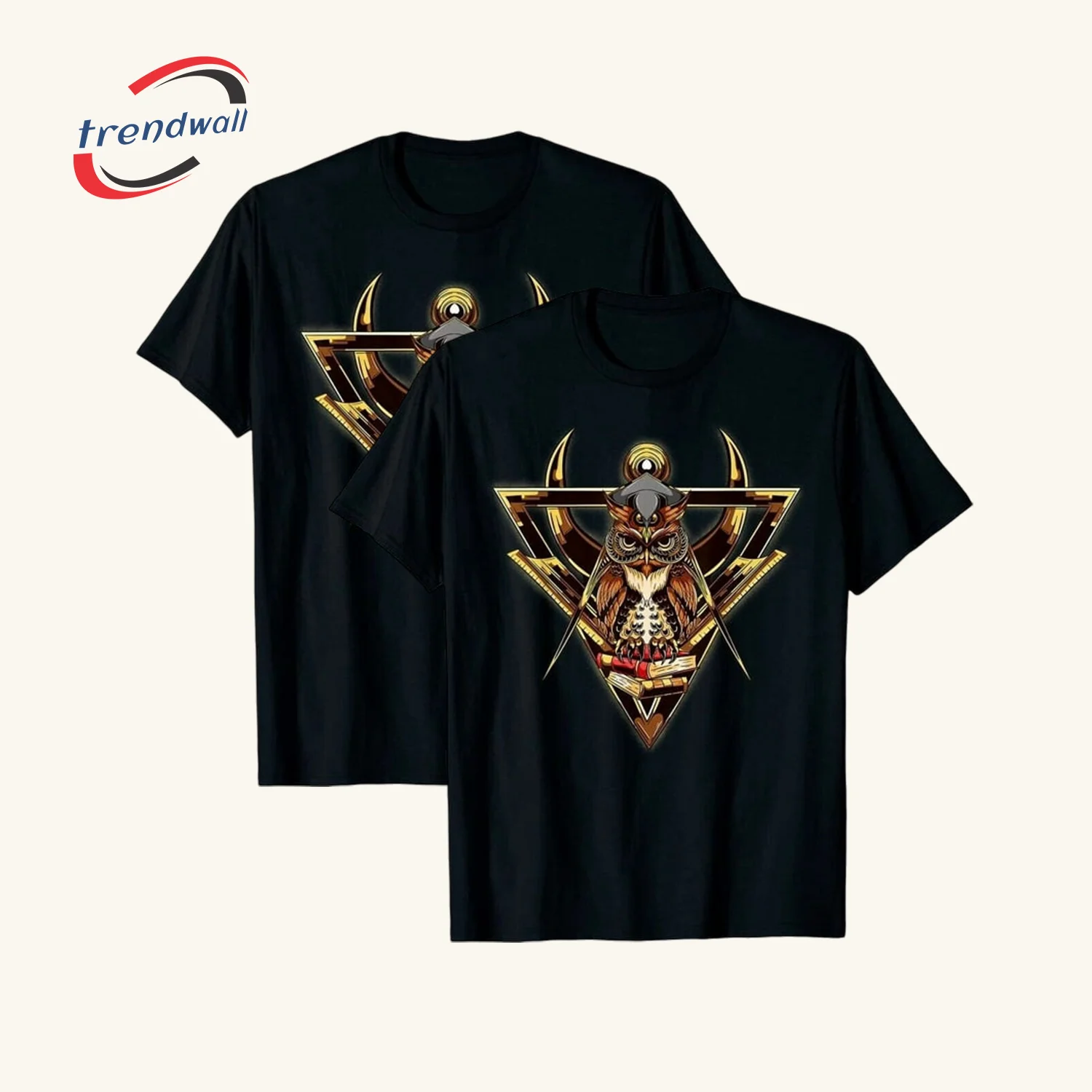 Masonic Square and Compass T-Shirt – Owl on Books Design – Custom Lodge Name and Name Print