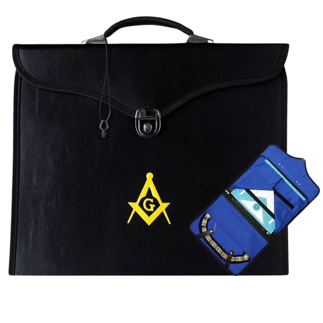 Master Mason Blue Lodge Apron Case - Black Leather, MM, WM, Provincial