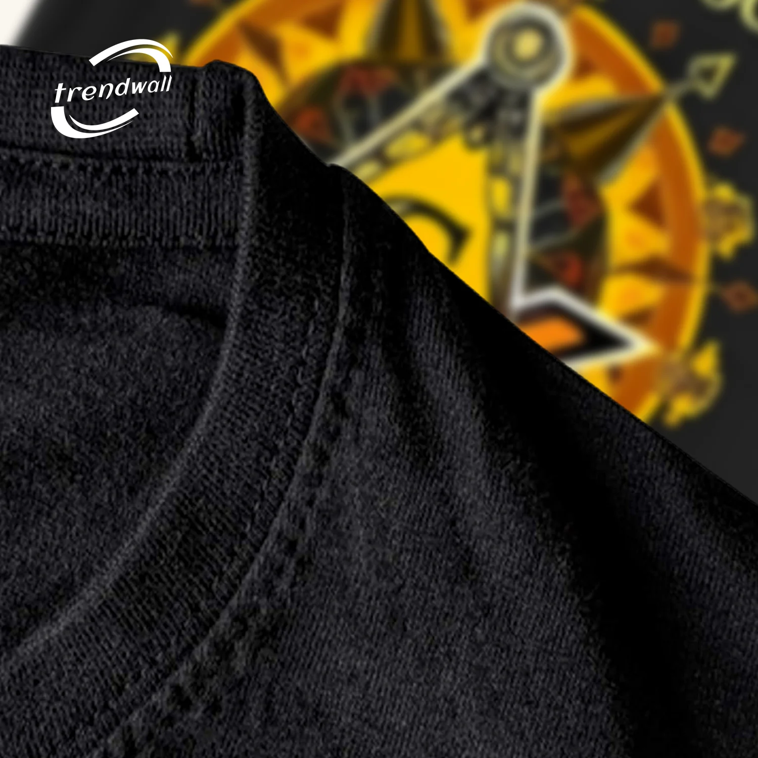 Black Masonic T-Shirt – Unique Square, ‘G’, and Text Symbol Design