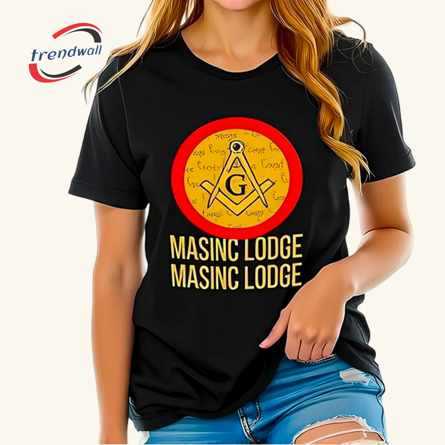 Masonic Gold Square & Compass G T-Shirt – MASING LODGE Design, Custom Lodge Name Or Name Print