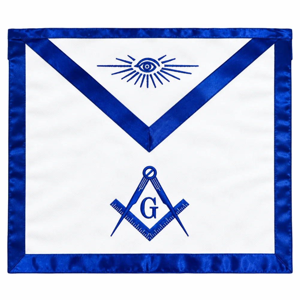 Master Mason Blue Lodge Apron - Blue Satin with Square & Compass G