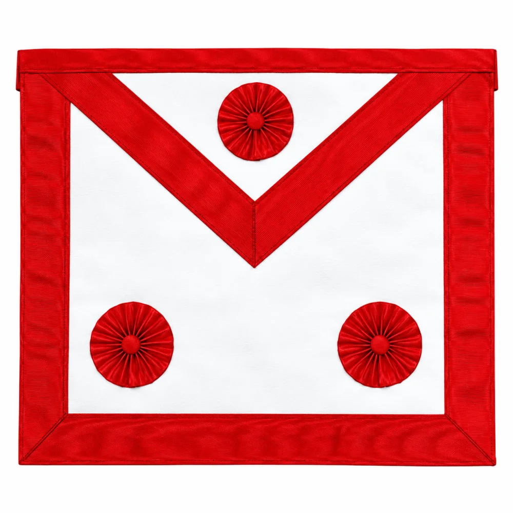 Master Mason Scottish Rite Apron - Red with Three Red Rosettes