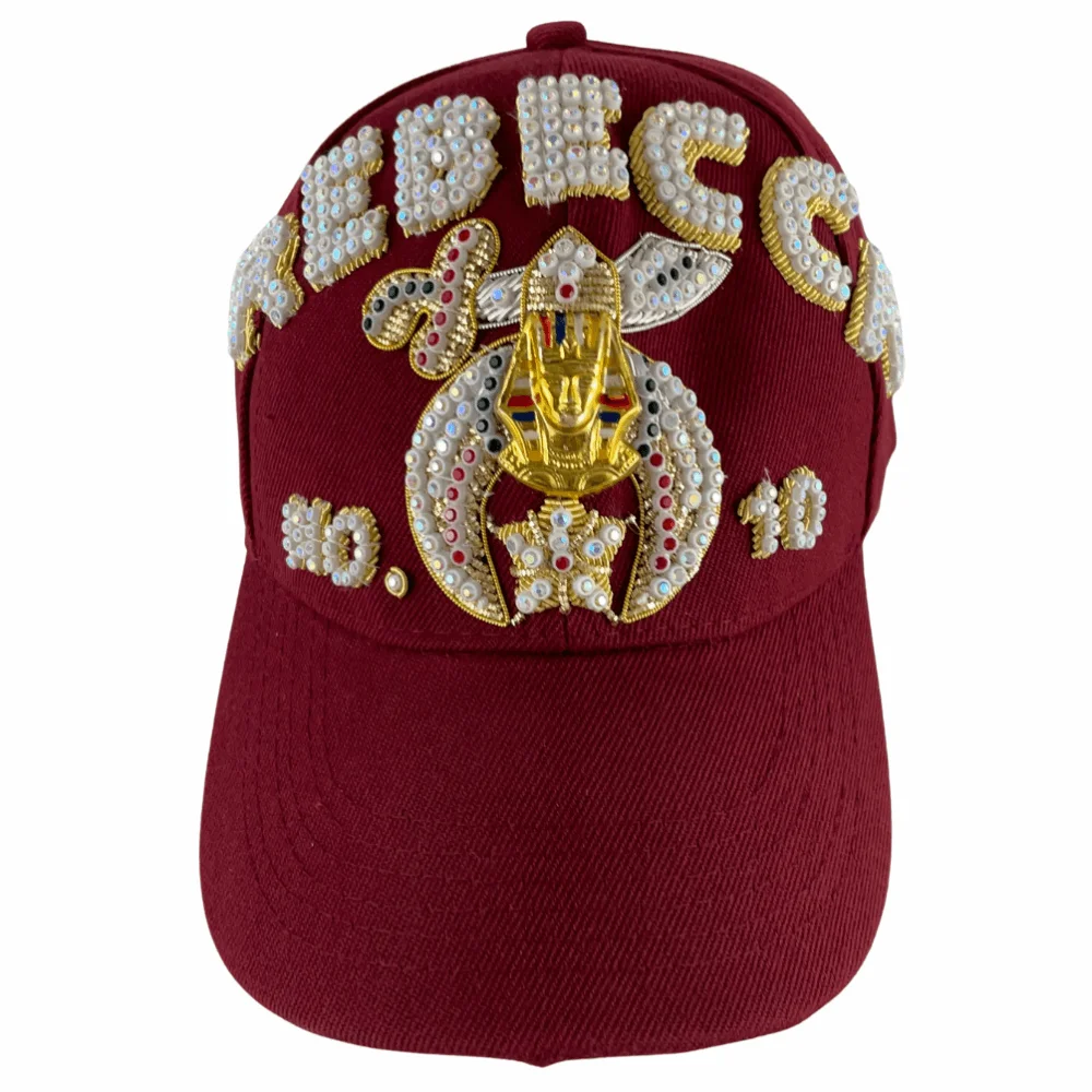 Shriner Baseball Cap with 3 Rows of Rhinestone Work