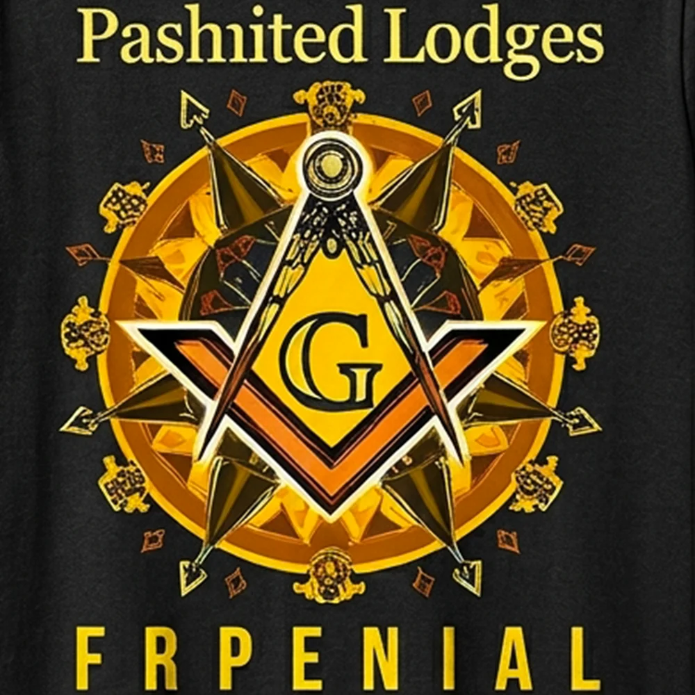 Personalized Black Masonic T-Shirt with Square and G artwork and custom name print option.