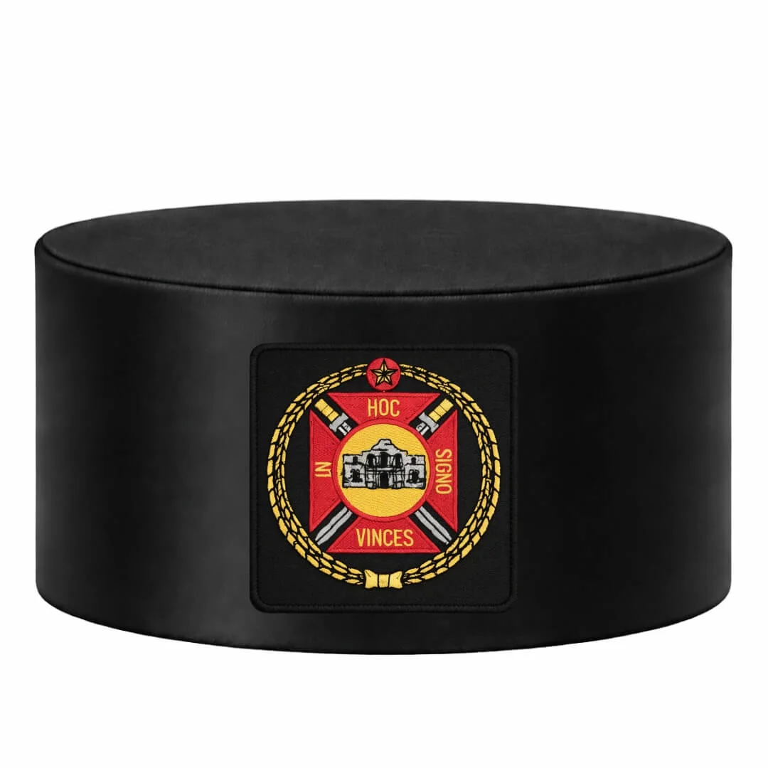 Knights Templar Commandery Crown Cap, Black Patch-Purple & Gold Emblem