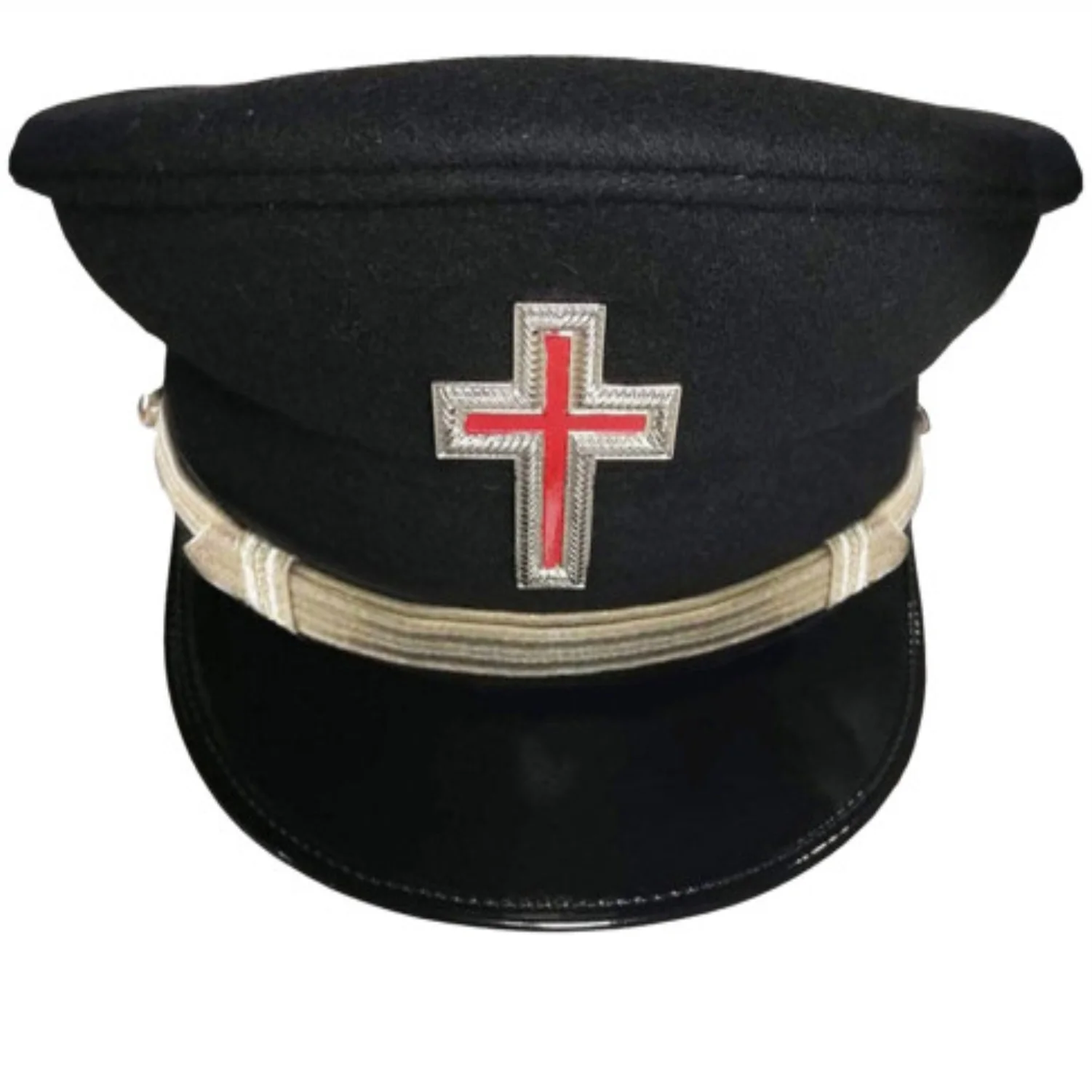 SIR KNIGHT Knights Templar Commandery Fatigue Cap with Silver Vinework