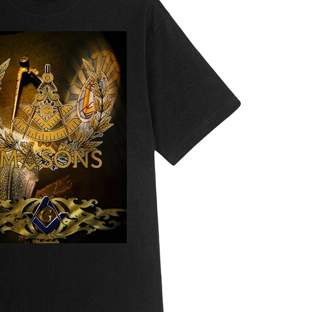 Masonic casual T-shirt with MASONS lettering and an option for custom lodge personalization.
