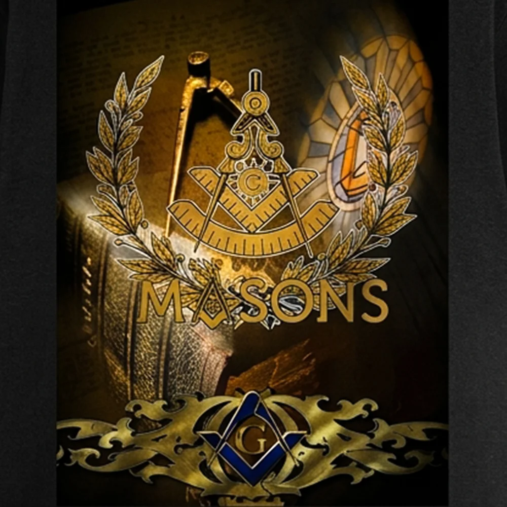 Personalized MASONS T-shirt for Freemason members with custom name or lodge text.