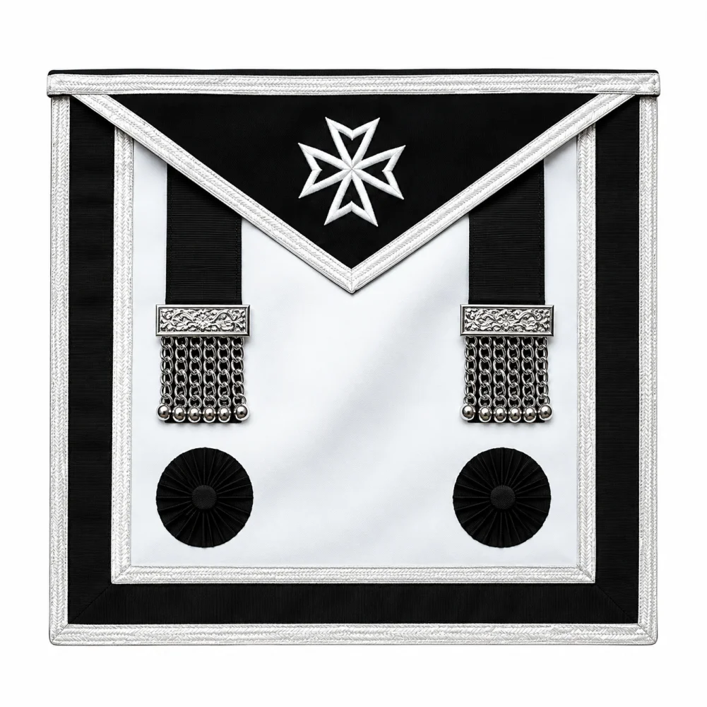 Master Mason Malta Regulation Apron - White Maltese Cross