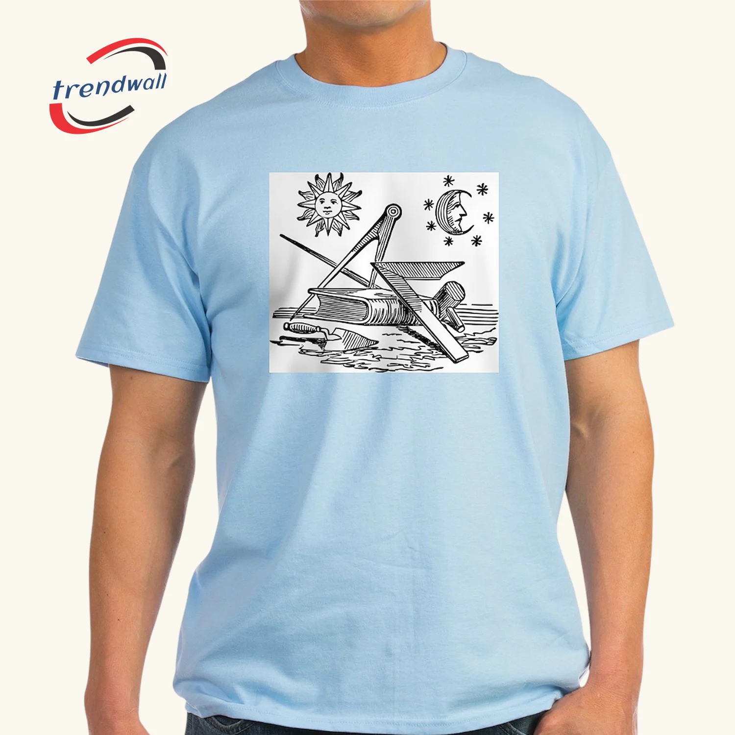 CafePress Masonic Light T-Shirt – Square & Compass Symbol Lightweight Tee - Custom Lodge or Name