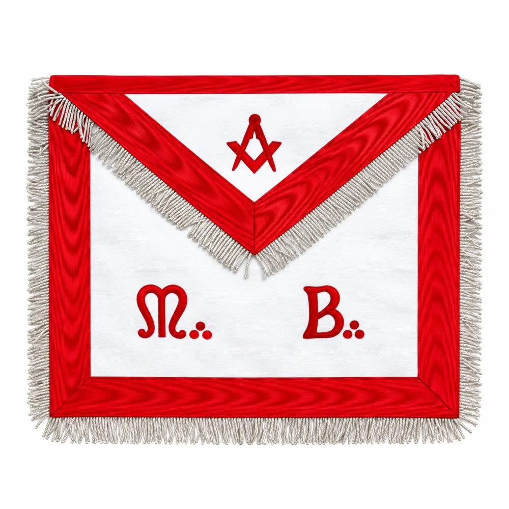Master Mason Scottish Rite Apron - White & Red Moiré