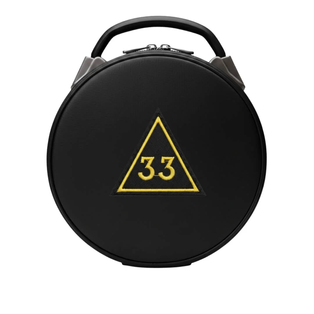 33rd Degree Scottish Rite Crown Cap Case – Black Leather & Gold Finish