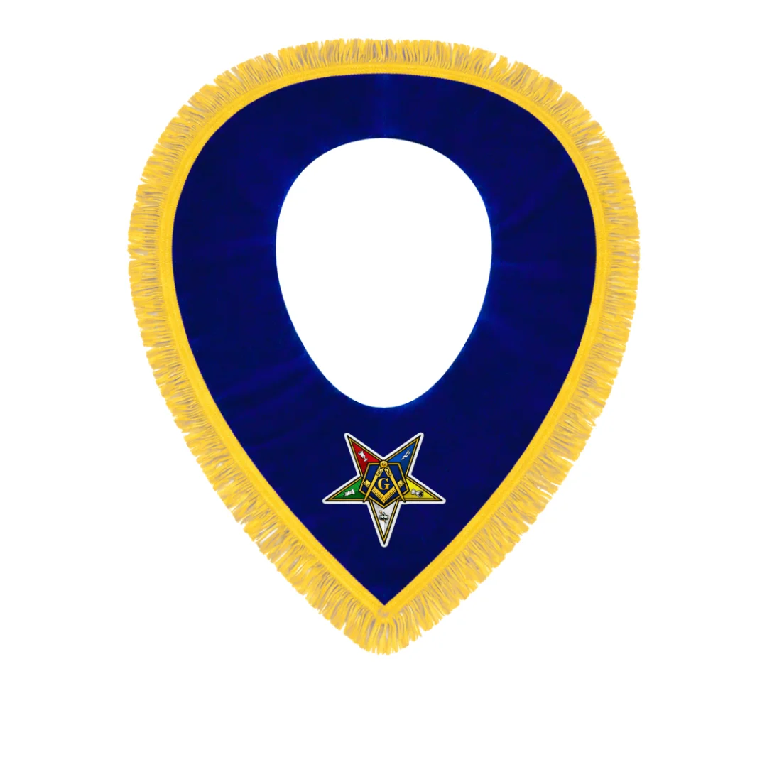 Past Grand Patron OES Collar -Royal Blue Velvet with Gold Mylar Fringe