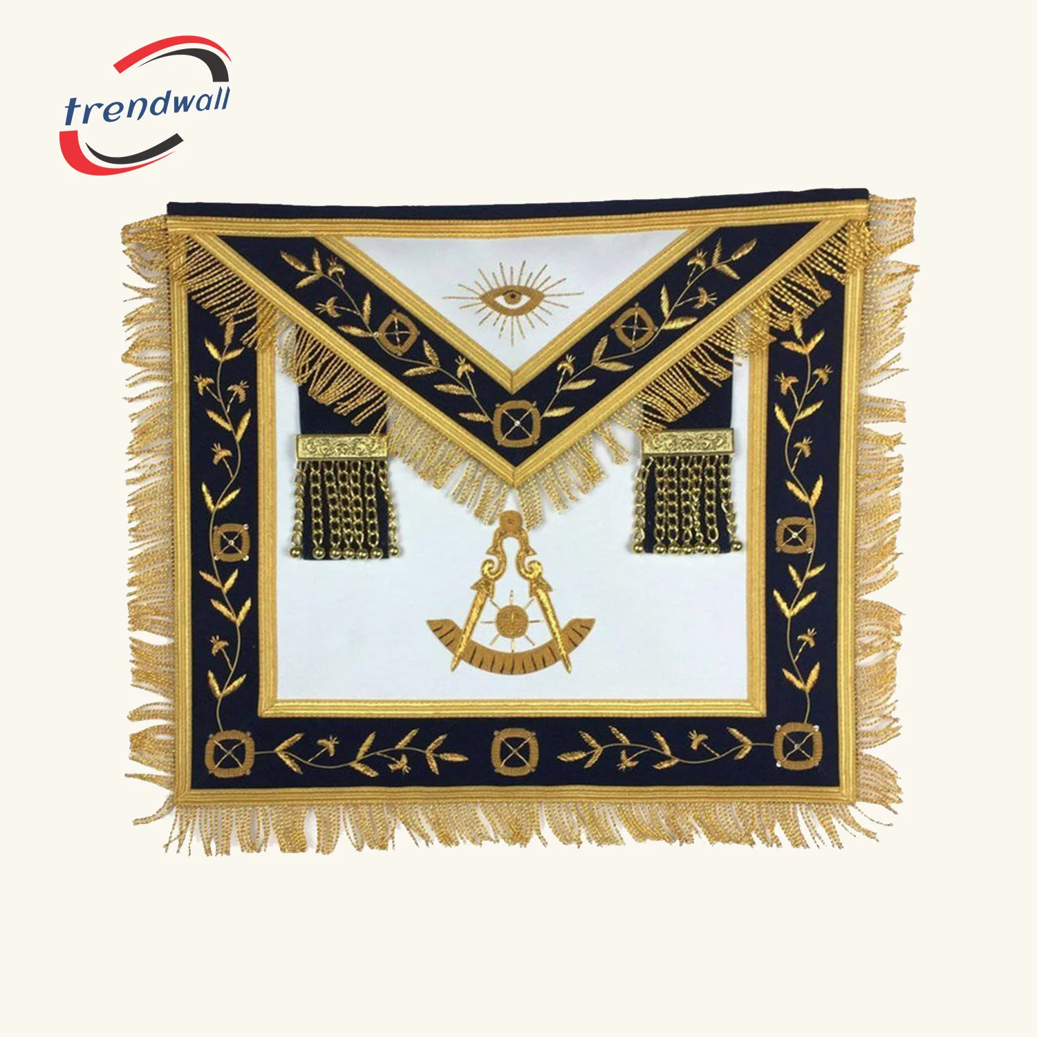 Past Master Blue Lodge Apron - Royal Navy with Gold Fringe