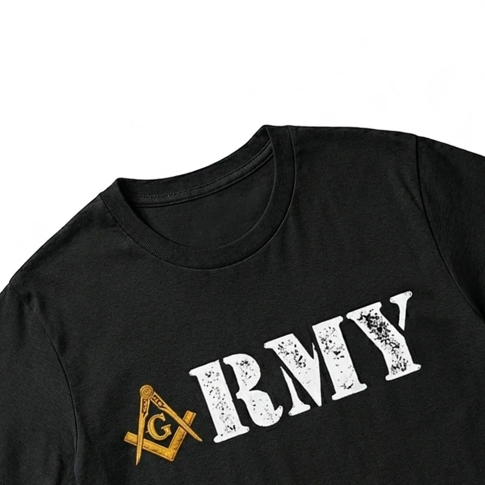 Custom Army Masonic T-shirt with personalized lodge name print for Masonic members.