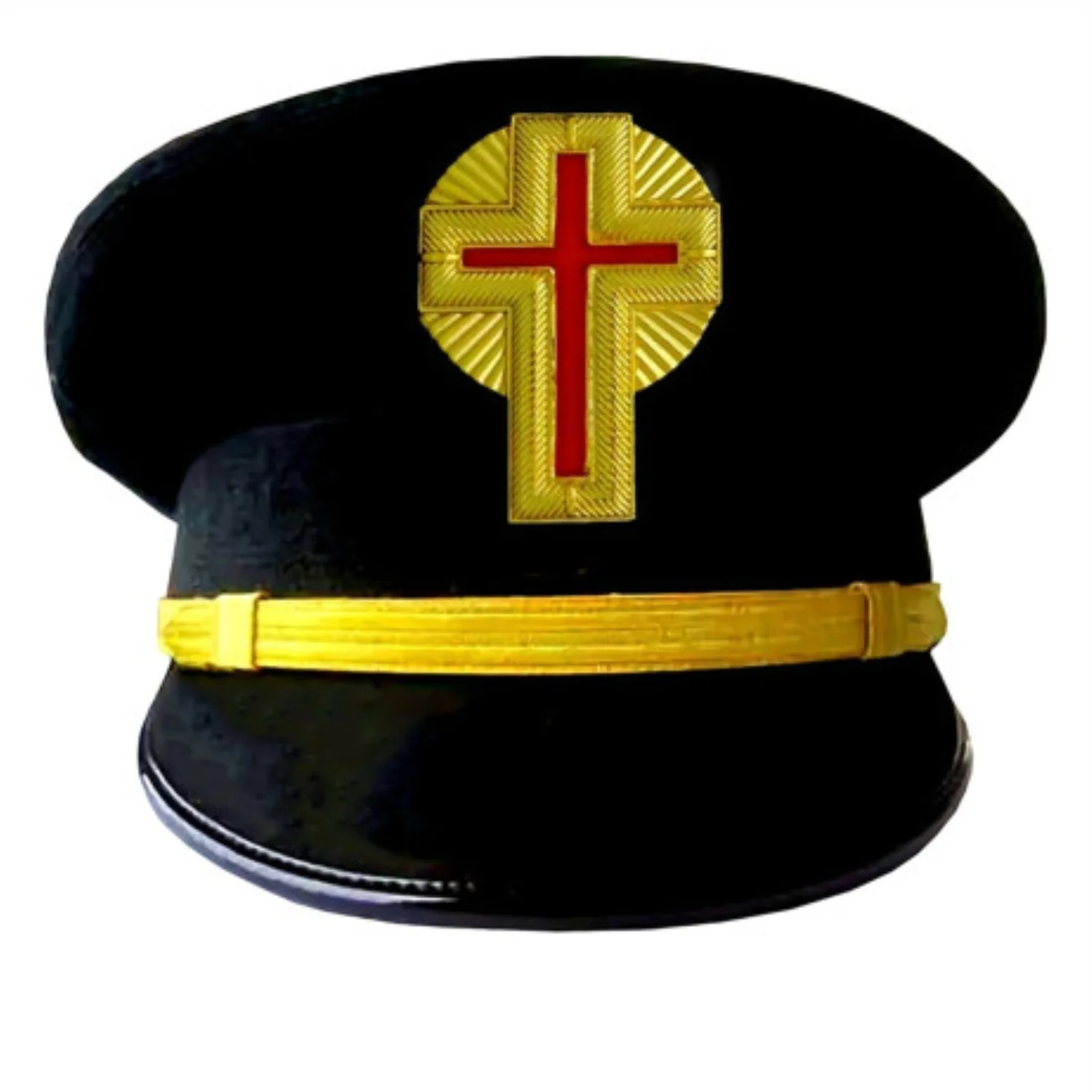 Past Commander Knights Templar Commandery Fatigue Cap - Gold Metal