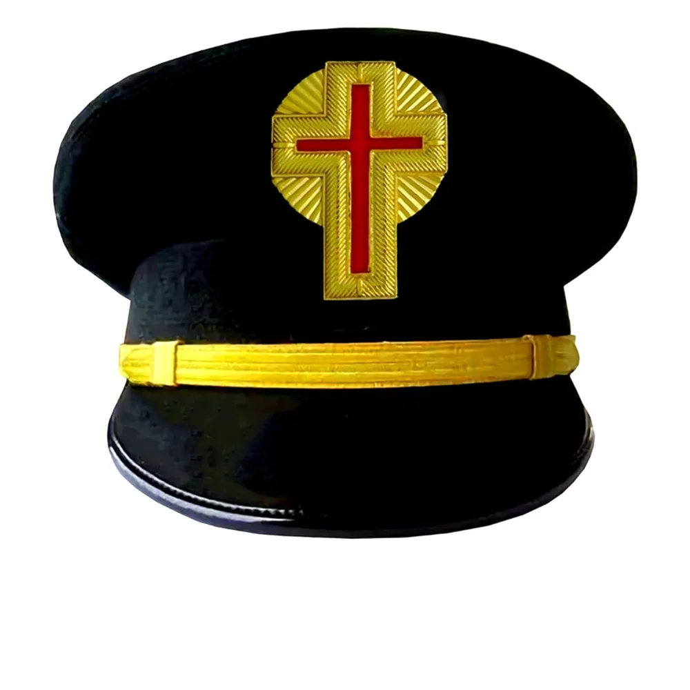 Past Commander Knights Templar Commandery Fatigue Cap, Red Cross with Rays
