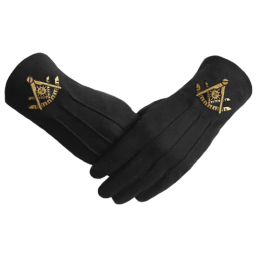 Past Master Blue Lodge California Regulation Gloves - with Gold Emblem