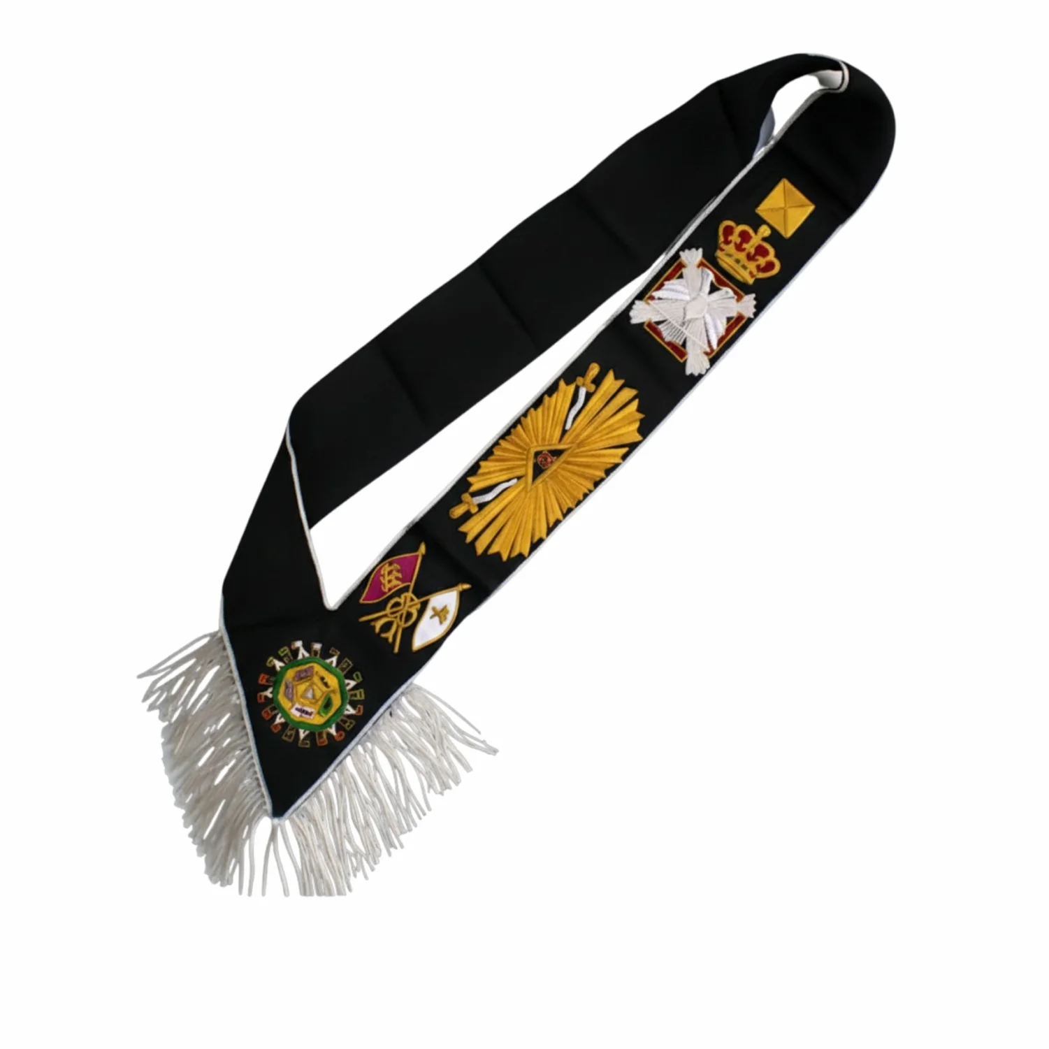 32nd Degree Scottish Rite Sash - Black Moire with Silver Border