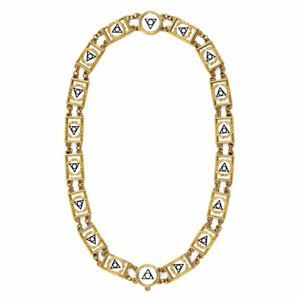 LOCOP PHA Chain Collar with Wreath Emblem Gold & White