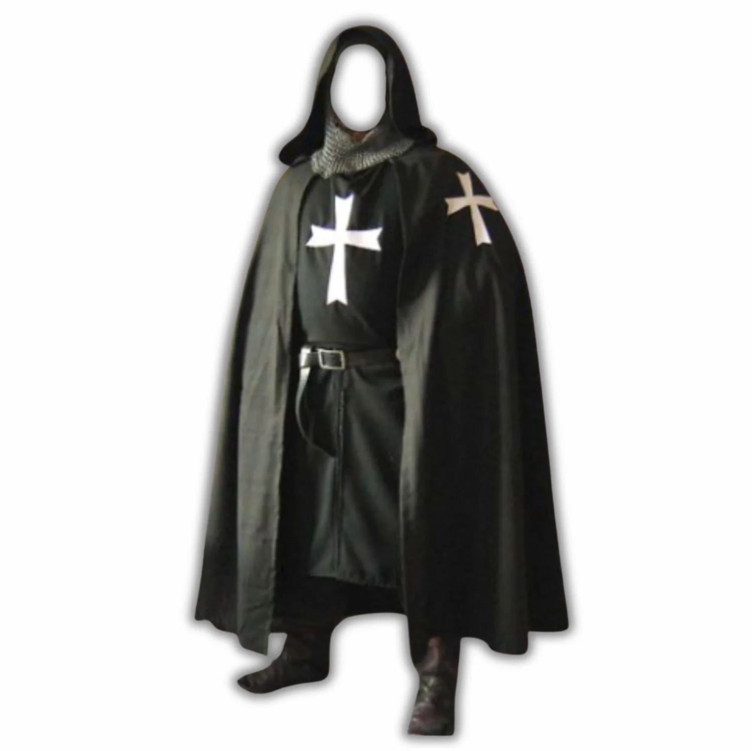 Medieval Knight Templar Hospitaller Hooded Cape