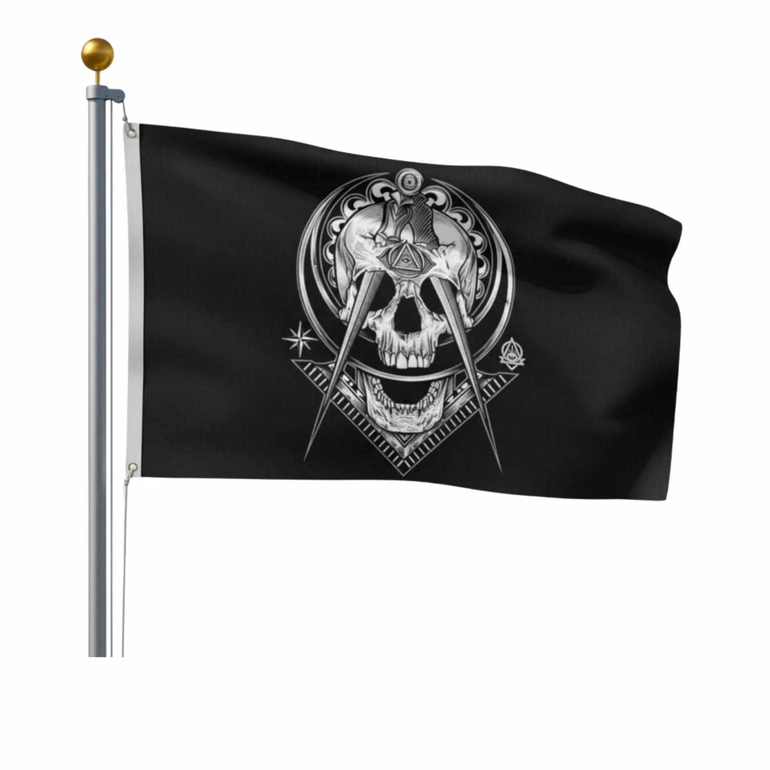 Masonic Widows Sons Flag – Printed Black Polyester Banner