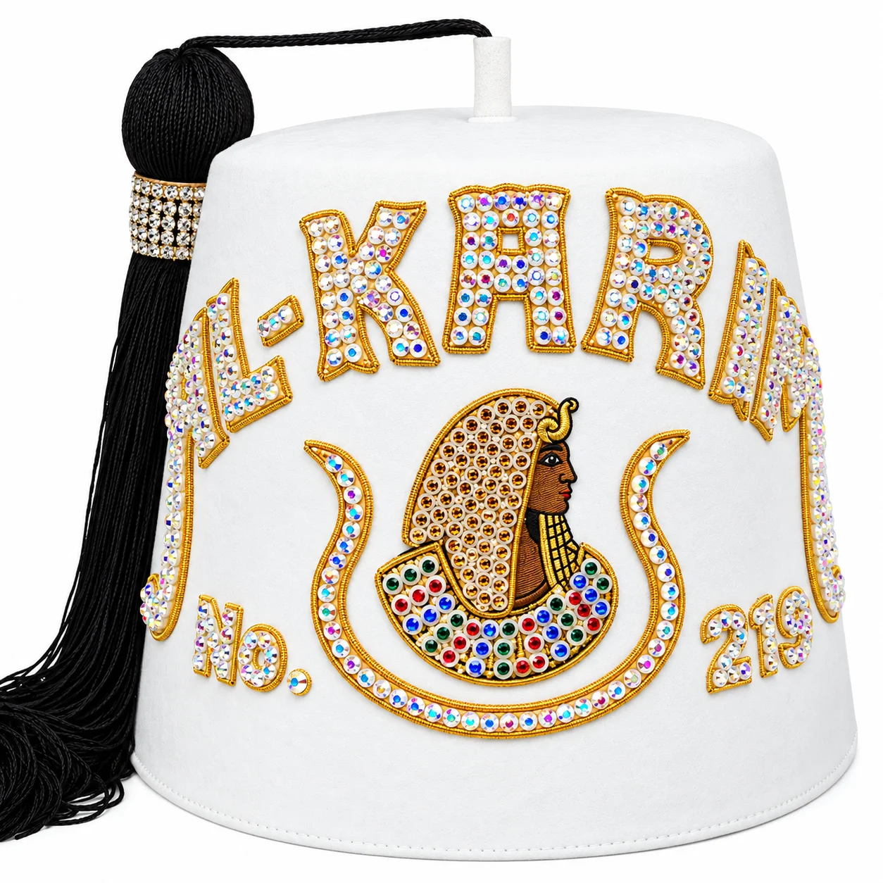 Custom AL-KARIM DOI Fez Hat – Daughters of Isis Temple Name, No Bullion Embroidery