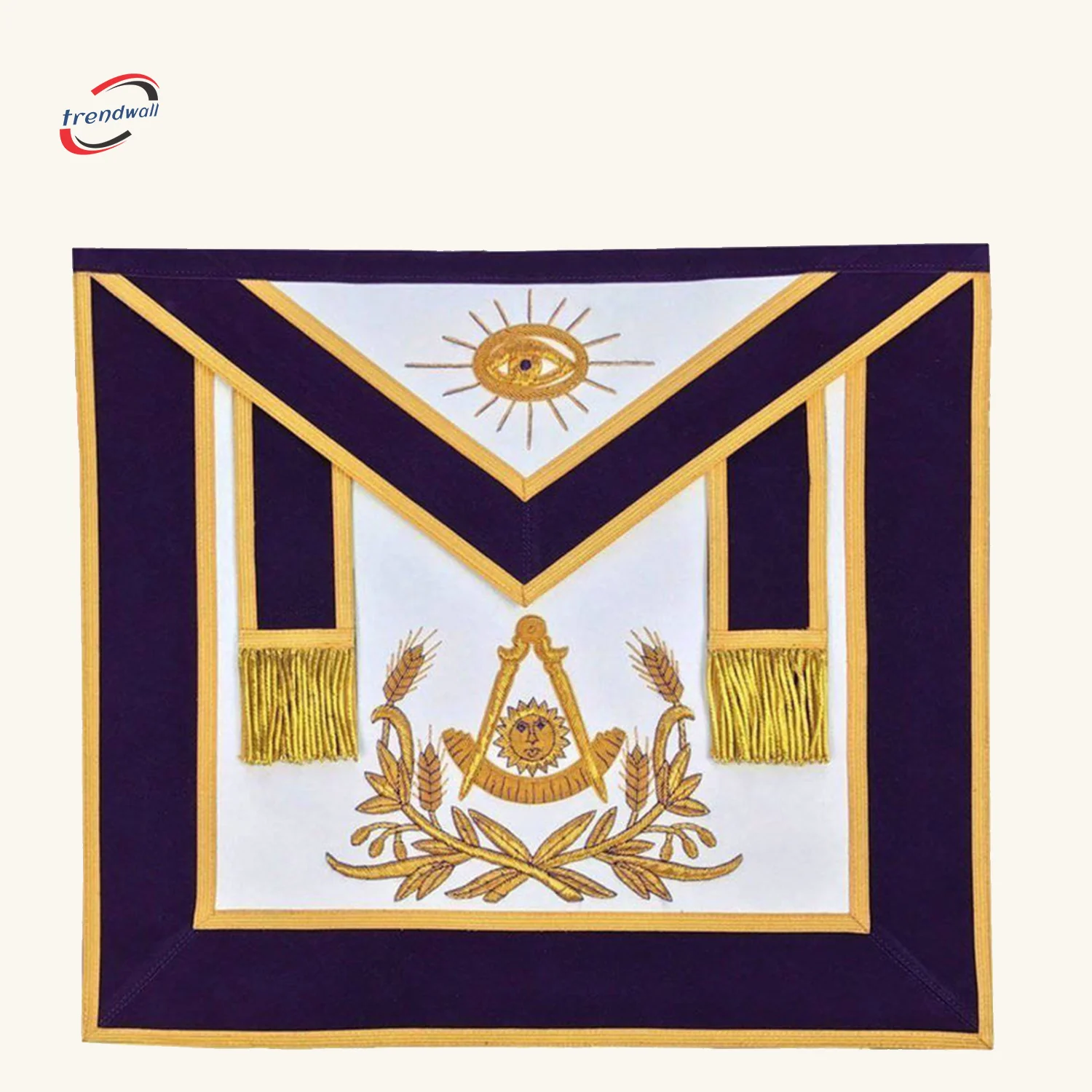 Past Master Blue Lodge Apron - Purple Velvet with Gold Hand Embroidery