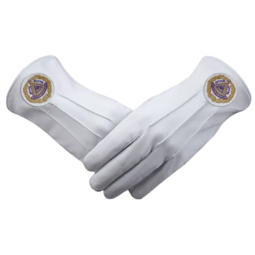 Grand Master Blue Lodge Gloves - Leather with Gold Emblem