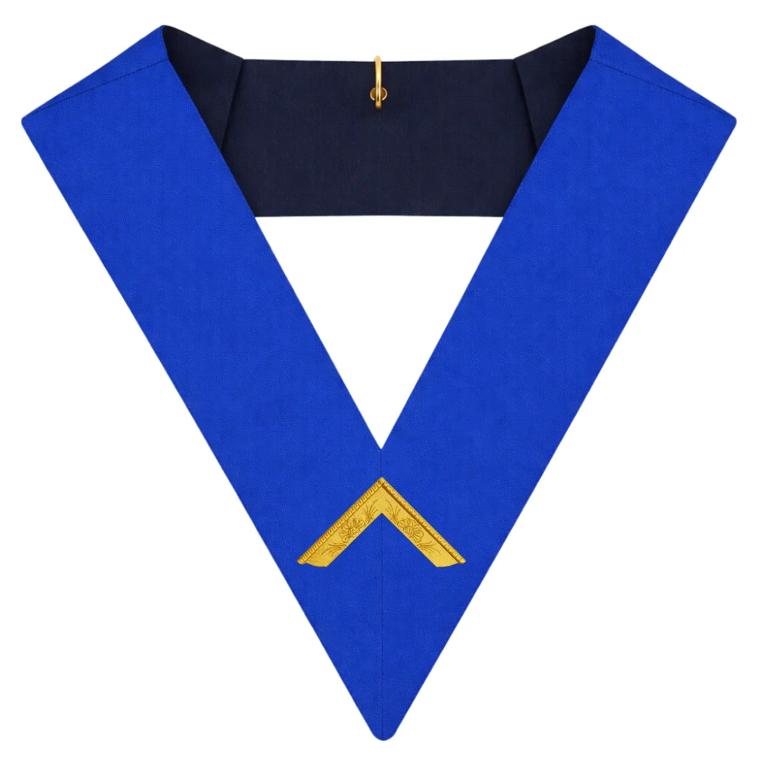 Worshipful Master Blue Lodge Collar – Royal Blue Ribbon with Machine Embroidery