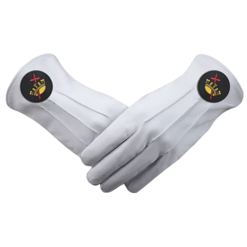 Knights Templar Commandery Gloves - Leather with Black Patch