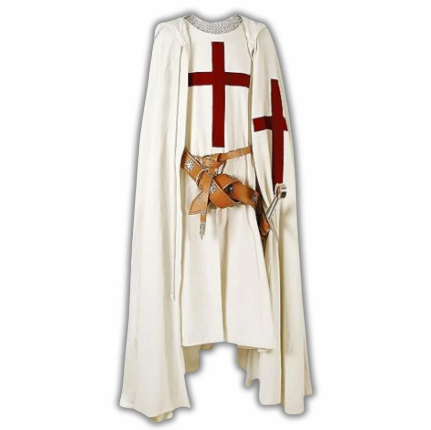 SUNLEXA Medieval Templar Knight Tunic & Hooded Cloak