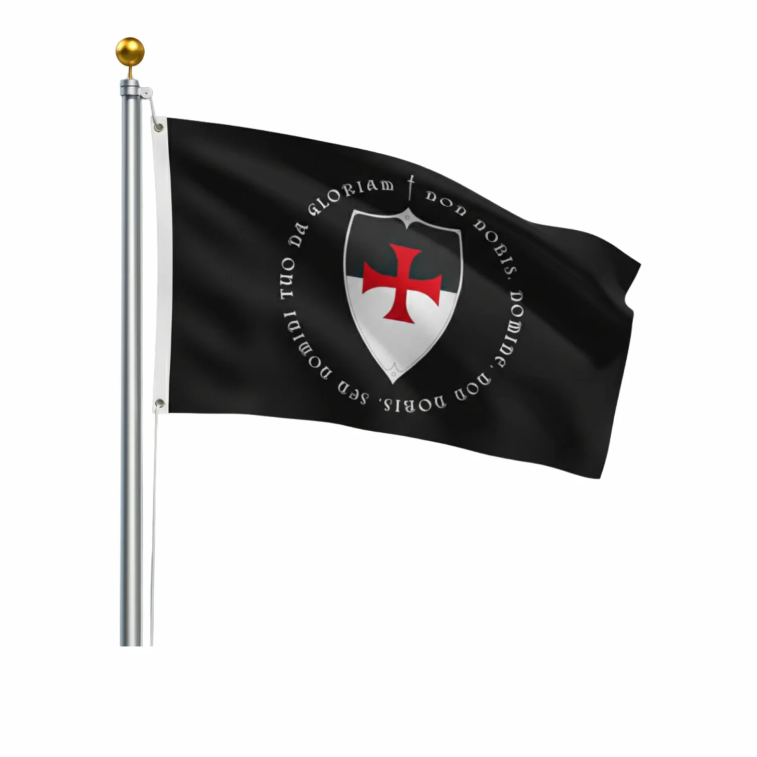 Knights Templar Commandery Flag – Crusader Motto & Cross Polyester