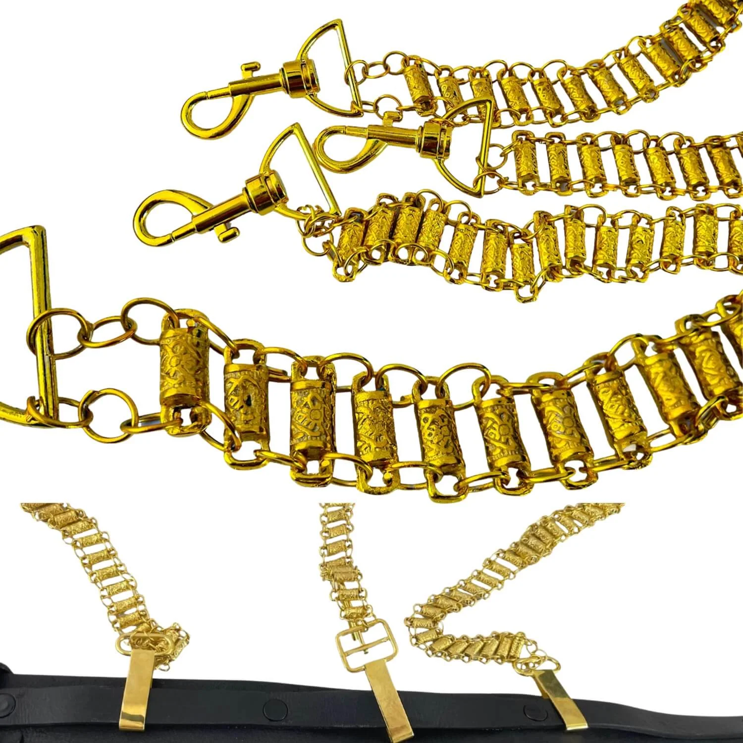 Masonic Knight Templar Belt Barrel Chains – Gold Tone Finish