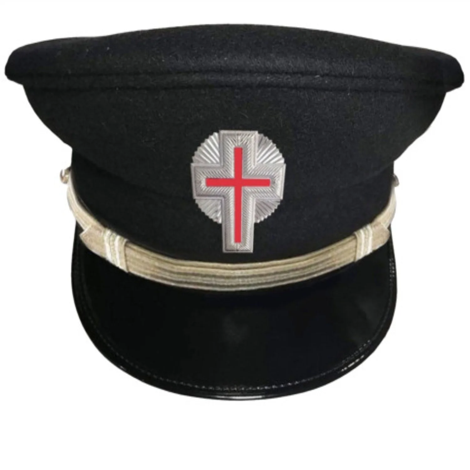 SIR KNIGHT Knights Templar Commandery Fatigue Cap with Silver Metal