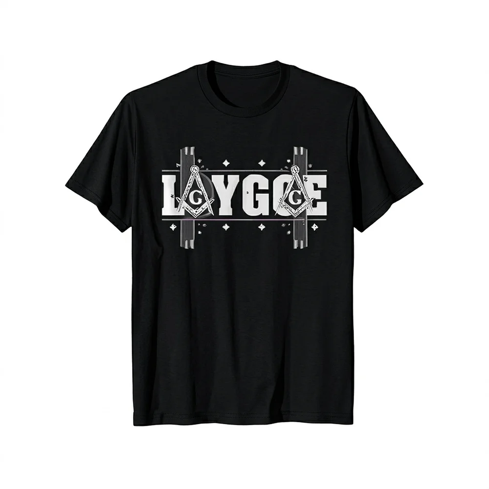 Masonic T-Shirt with bold LAYGGE lettering and a light blue graphic design.