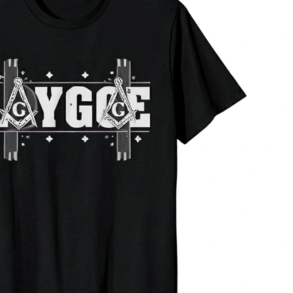 Custom Masonic T-Shirt featuring a light blue LAYGGE graphic with personalized lodge or name printing.