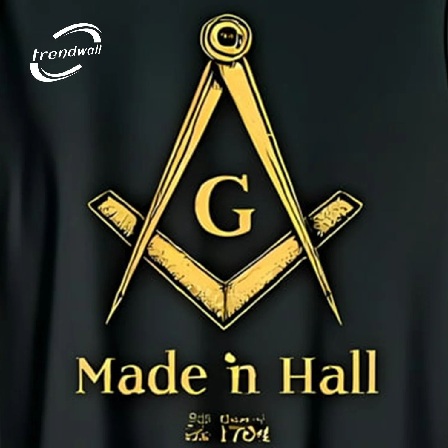 Masonic Black T-Shirt – Gold Compass & Square Symbol for Freemasons