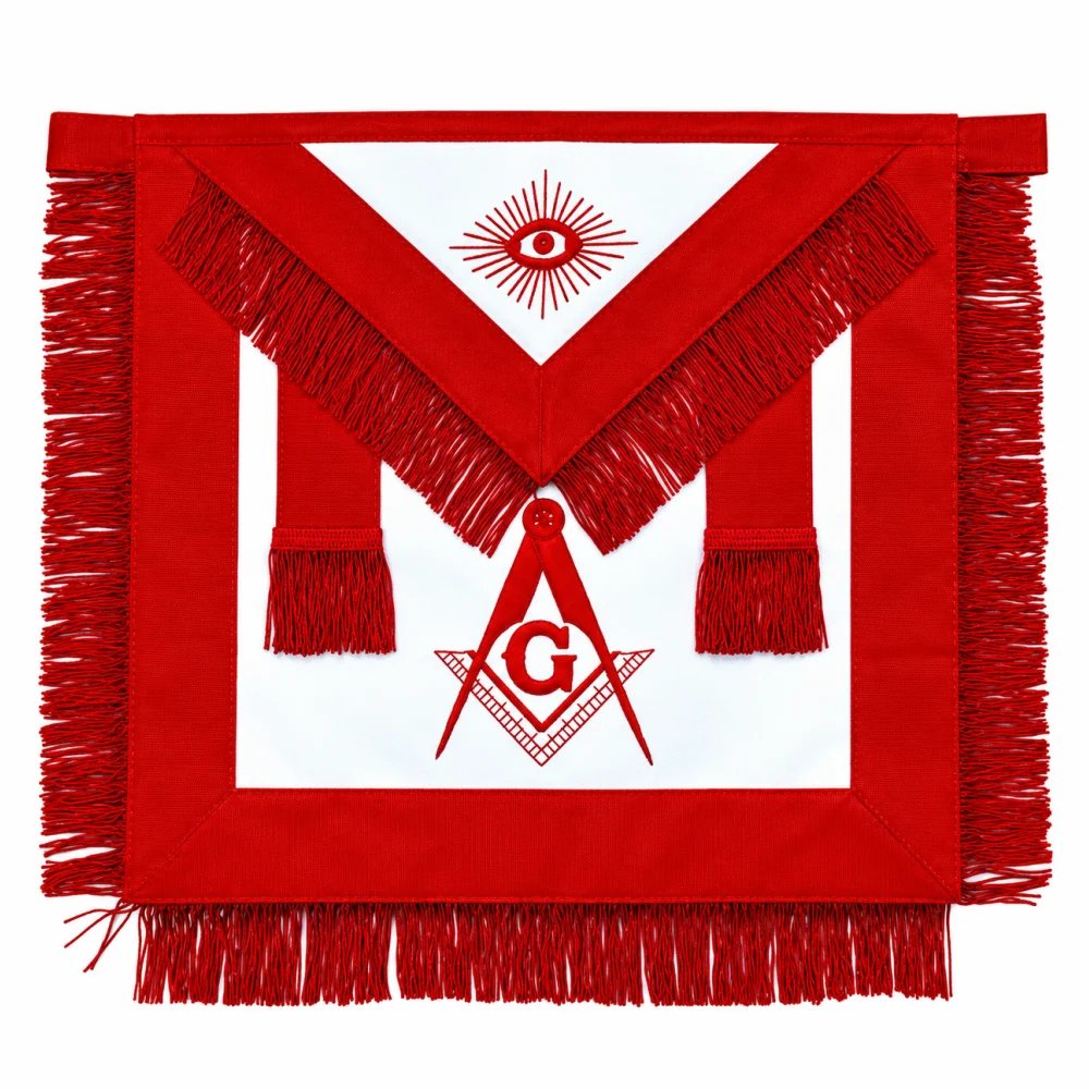 Master Mason Blue Lodge Apron - Red with Red Fringe Tassels