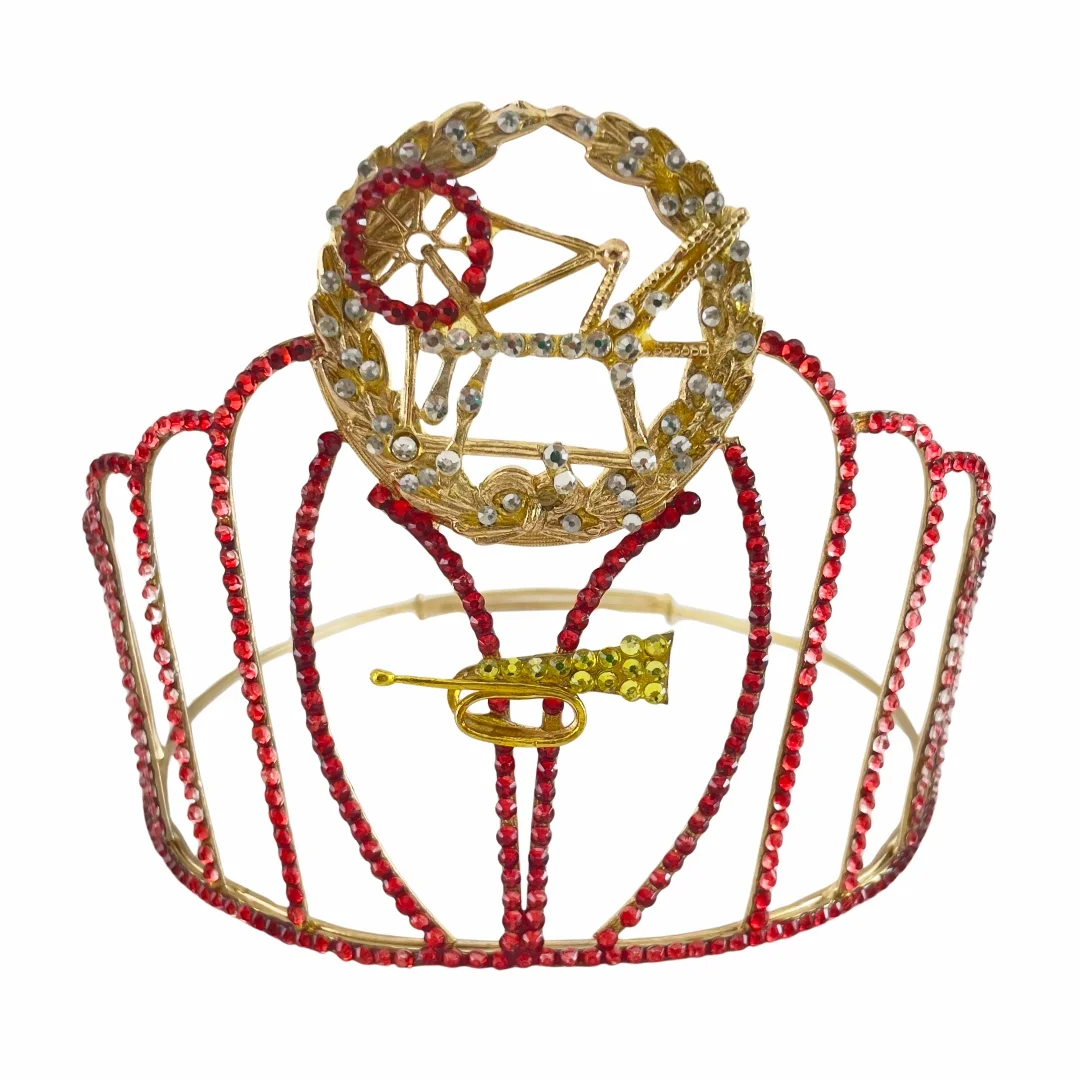 Heroines of Jericho with Wreath Tall Crown with All Red Rhinestones with Free Crown Carry Case