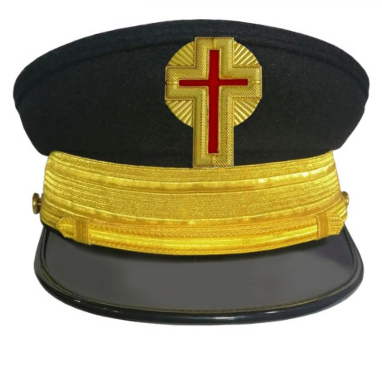 Past Commander Knights Templar Commandery Fatigue Cap - Gold Metal
