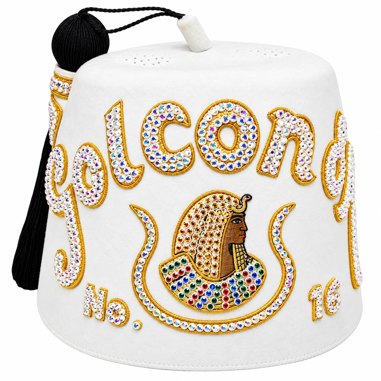 DOI Fez Hat – Double-Row Premium Rhinestones Without Bullion Embroidery