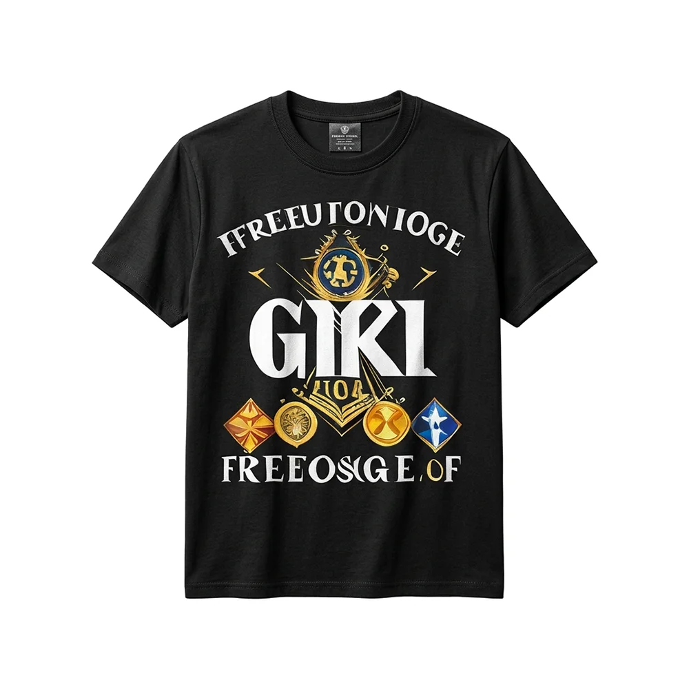 Black Masonic GIRL T-shirt featuring a gold Freemason symbol graphic on the front.