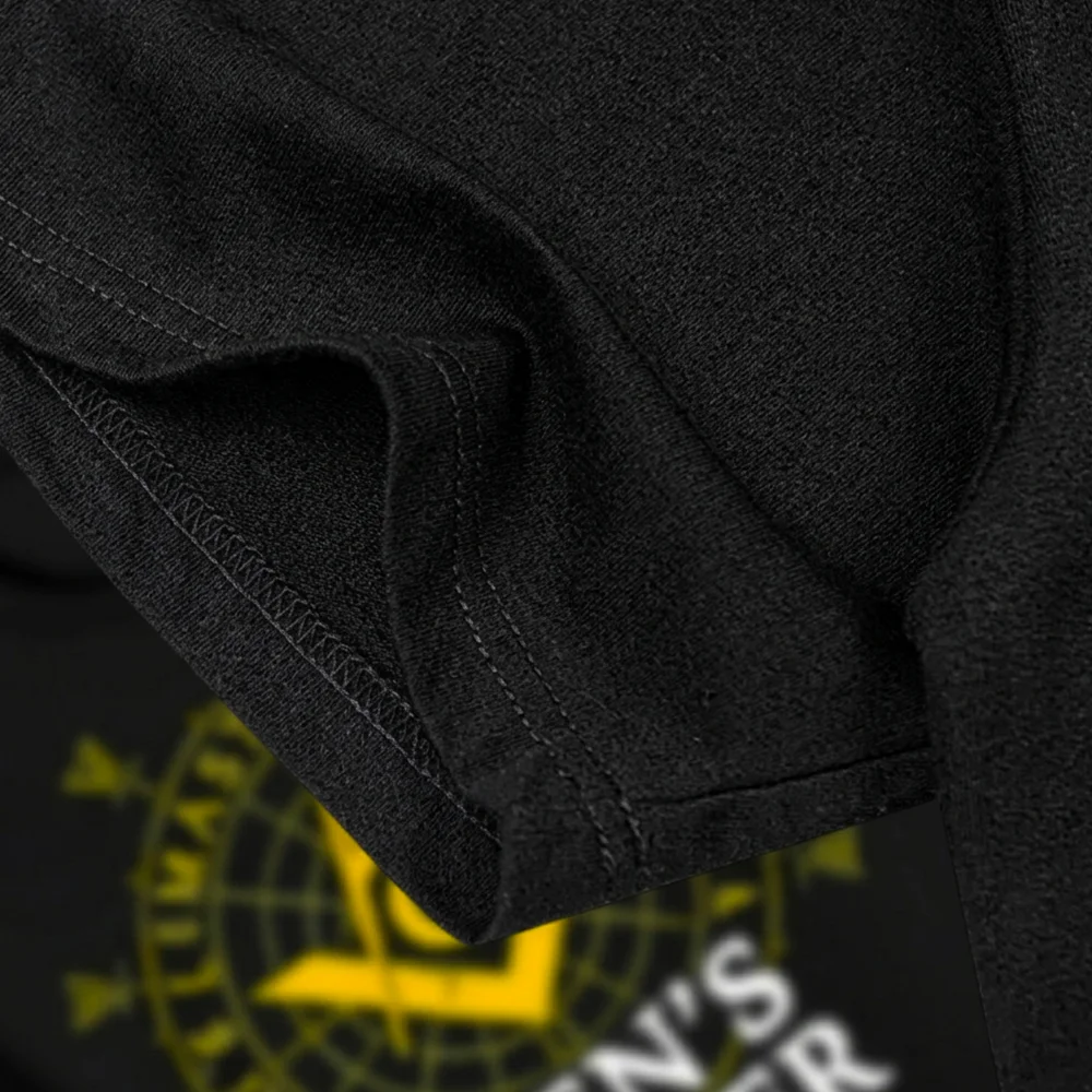 Blue Masonic gift shirt for men featuring a bright yellow Square and Compass emblem.