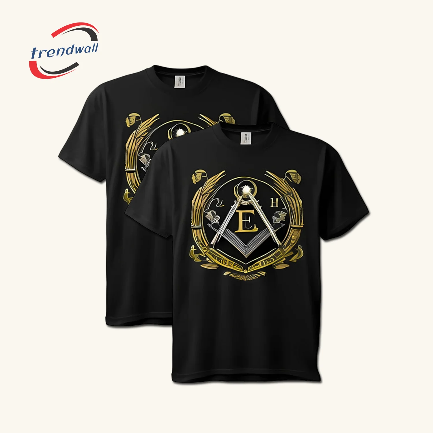 Masonic T-Shirt – Gold ‘E’ Letters & Masonic Symbol Design - Custom Lodge or Name