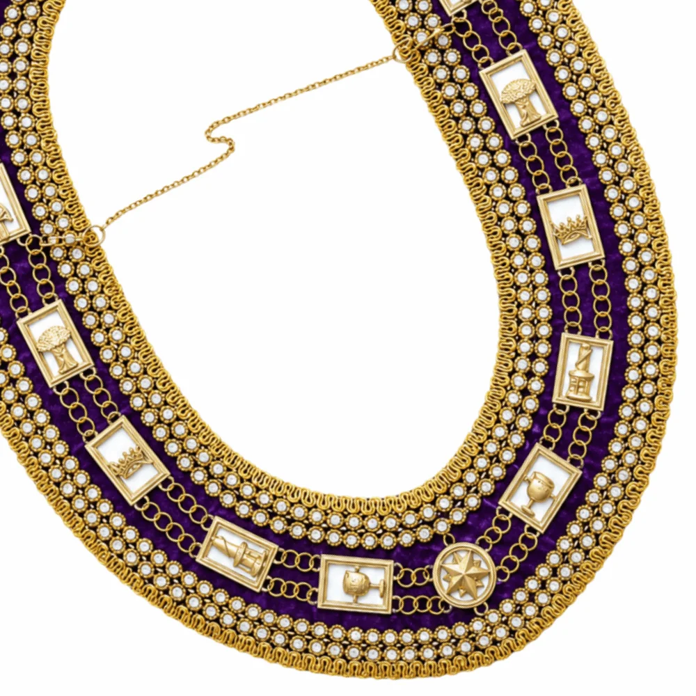 OES Chain Collar - Purple Velvet Double Rhinestones