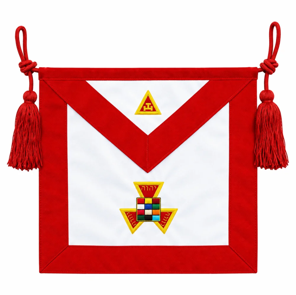 Past High Priest Royal Arch Chapter Apron, Red Velvet, Gold Embroidery