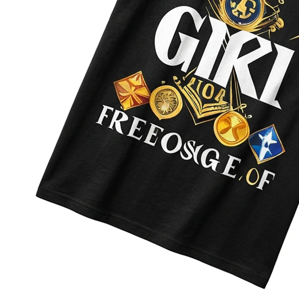 Personalized Masonic GIRL black T-shirt with gold symbol design for Masonic members and enthusiasts.