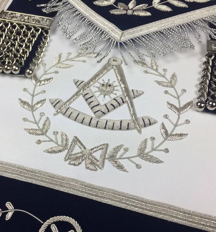 Past Master Blue Lodge Apron - Royal Navy Velvet Hand Embroidery